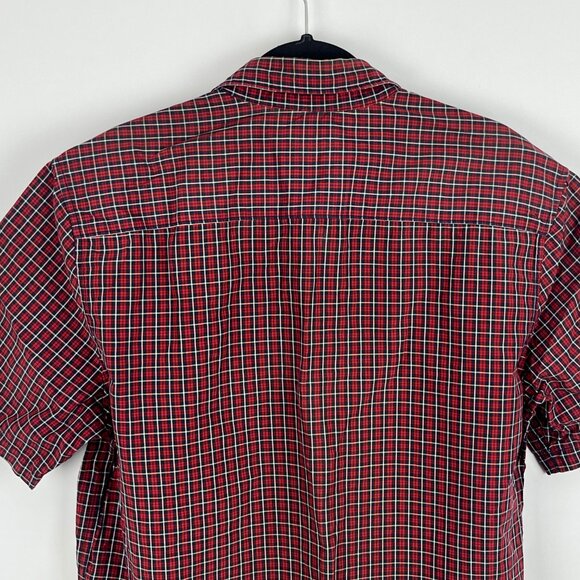 DC Casual Button Down Shirt Size L Red Plaid Short Sleeve Pocket Cotton - Picture 7 of 9
